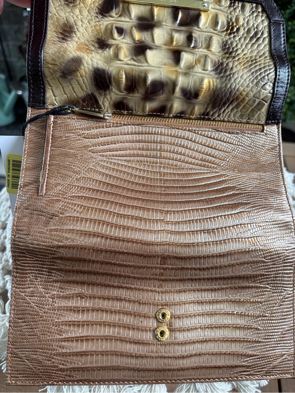 Brahmin Croc and Reptile Embossed Leather Soft Wallet in Summer Tortoise - Picture 5 of 9